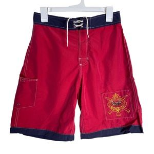 Vintage Polo by Ralph Lauren Shorts Boys Large Red Blue Logo Swim Vacation Yacht